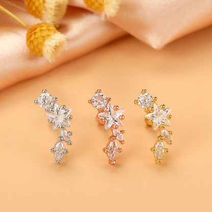 Ethnic Style Star Metal Plating Zircon Ear Studs 1 Piece