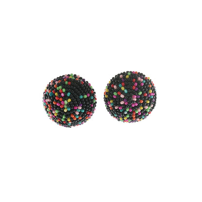 1 Pair Vacation Round Plastic Resin Silver Plated Women's Ear Studs