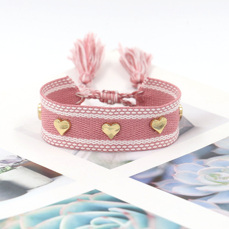 Ethnic Style Heart Shape Polyester Braid Unisex Bracelets