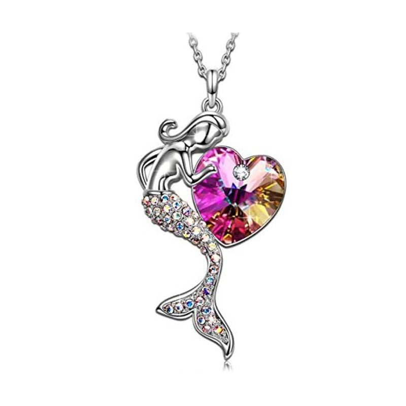 1 Piece Fashion Heart Shape Mermaid Alloy Plating Rhinestones Women's Pendant Necklace