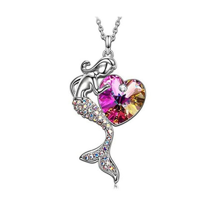 1 Piece Fashion Heart Shape Mermaid Alloy Plating Rhinestones Women's Pendant Necklace