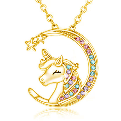 Simple Style Star Unicorn Alloy Rhinestone Women's Pendant Necklace