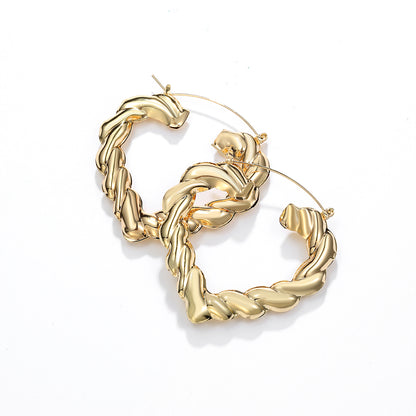 1 Pair Exaggerated Heart Shape Plating Iron 18k Gold Plated Hoop Earrings