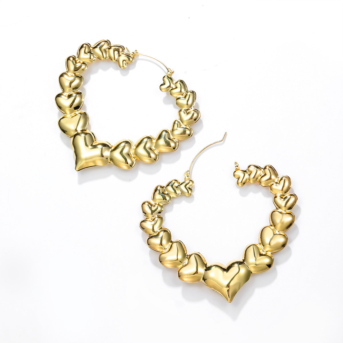 1 Pair Exaggerated Heart Shape Plating Iron 18k Gold Plated Hoop Earrings