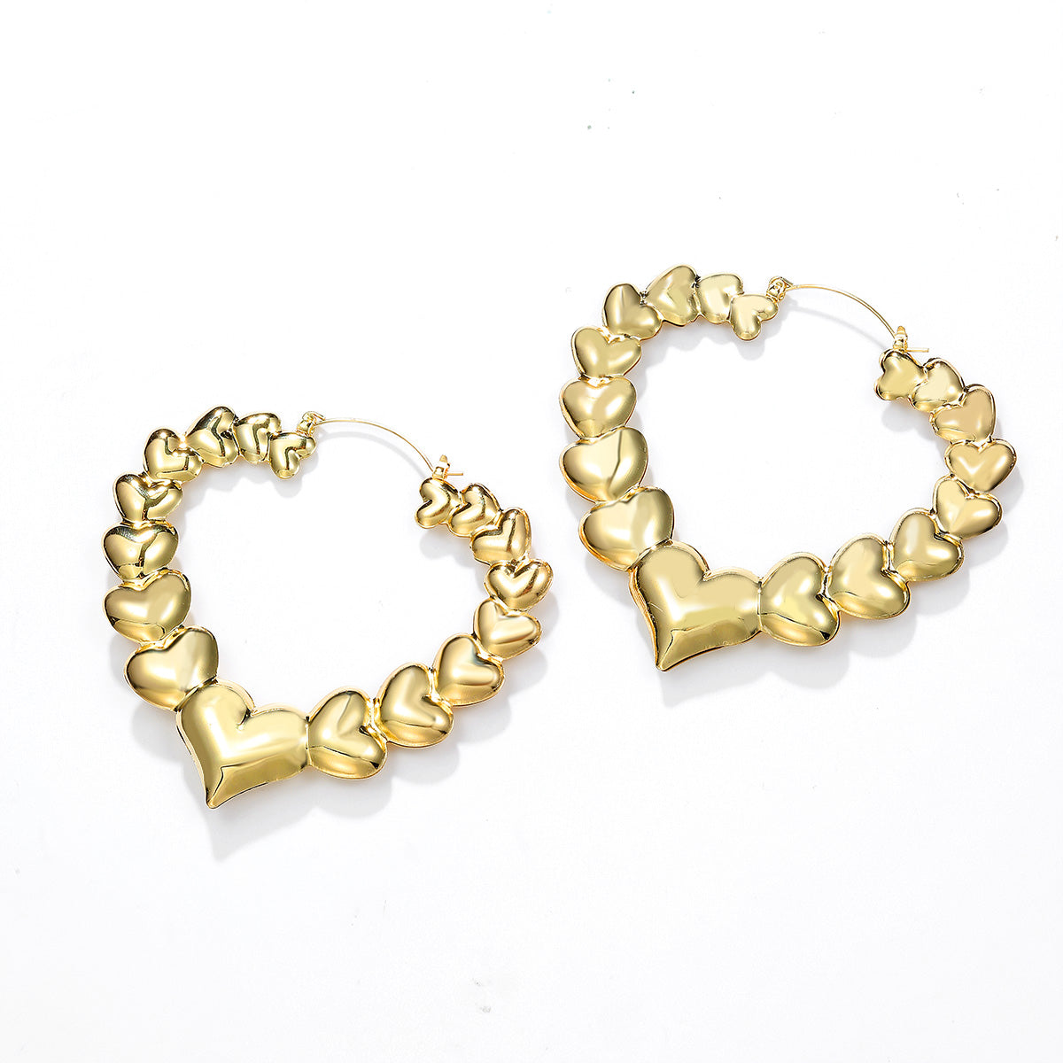 1 Pair Exaggerated Heart Shape Plating Iron 18k Gold Plated Hoop Earrings