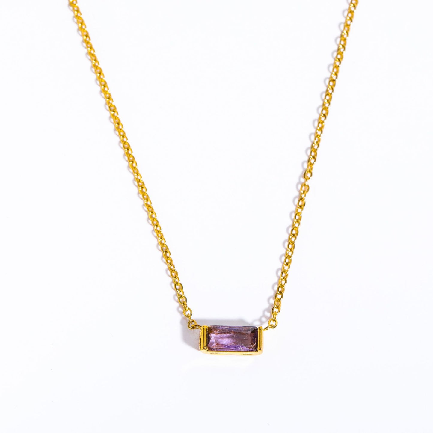 Fashion Rectangle Titanium Steel Plating Birthstone Necklace