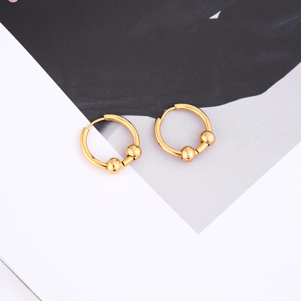 Ins Style Round Square Stainless Steel Plating Hoop Earrings 1 Pair