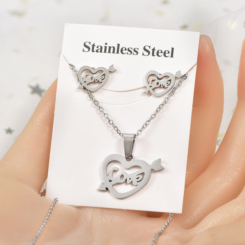 Simple Style Tortoise Star Heart Shape Stainless Steel Hollow Out Earrings Necklace 1 Set