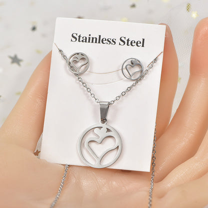 Simple Style Tortoise Star Heart Shape Stainless Steel Hollow Out Earrings Necklace 1 Set