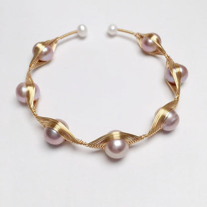 Fashion Round Freshwater Pearl Bangle 1 Piece