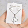 Fashion Love Heart Shape Stainless Steel Hollow Out Earrings Necklace 1 Set