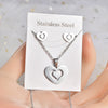 Fashion Love Heart Shape Stainless Steel Hollow Out Earrings Necklace 1 Set