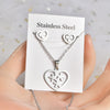 Fashion Love Heart Shape Stainless Steel Hollow Out Earrings Necklace 1 Set