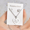 Fashion Love Heart Shape Stainless Steel Hollow Out Earrings Necklace 1 Set