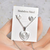 Fashion Love Heart Shape Stainless Steel Hollow Out Earrings Necklace 1 Set