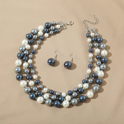 1 Set Fashion Simple Style Commute Round Artificial Pearl Plating Silver Plated Women's Necklace