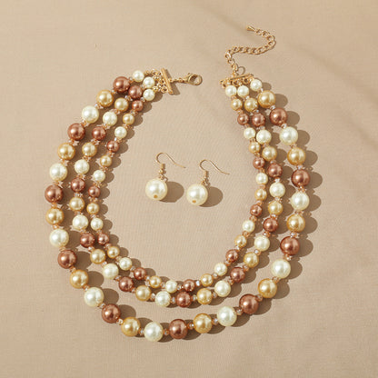 1 Set Fashion Simple Style Commute Round Artificial Pearl Plating Silver Plated Women's Necklace