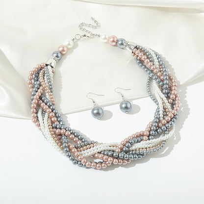 1 Set Fashion Simple Style Commute Round Pearl Plating Silver Plated Women's Choker