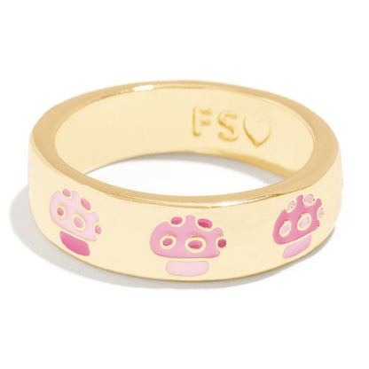 Cute Letter Flower Mushroom Copper Gold Plated Rings In Bulk