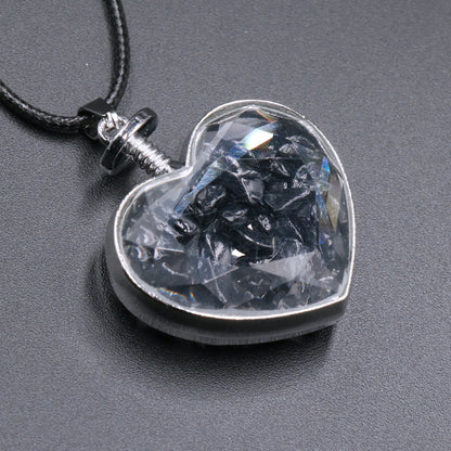 Sweet Heart Shape Natural Crystal Turquoise Obsidian Pendant Necklace 1 Piece