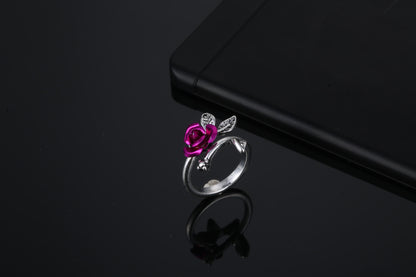 1 Piece Fashion Rose Flower Alloy Plating Women's Open Ring