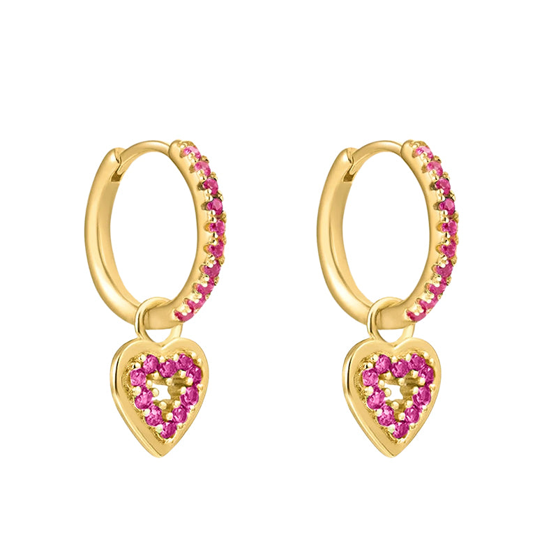 1 Pair Elegant Circle Heart Shape Plating Inlay Copper Zircon 18k Gold Plated Drop Earrings