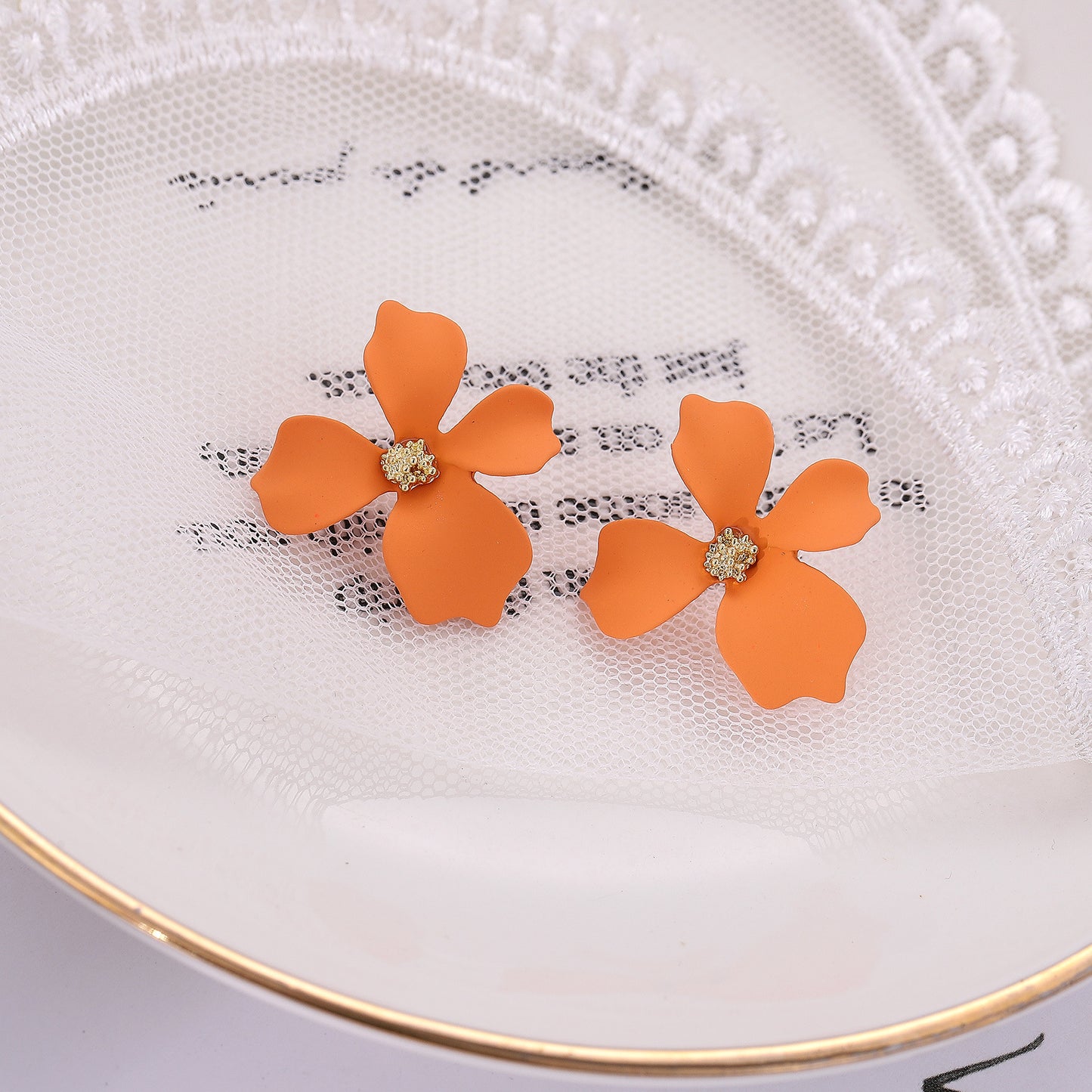 1 Pair Sweet Flower Enamel Alloy Ear Studs