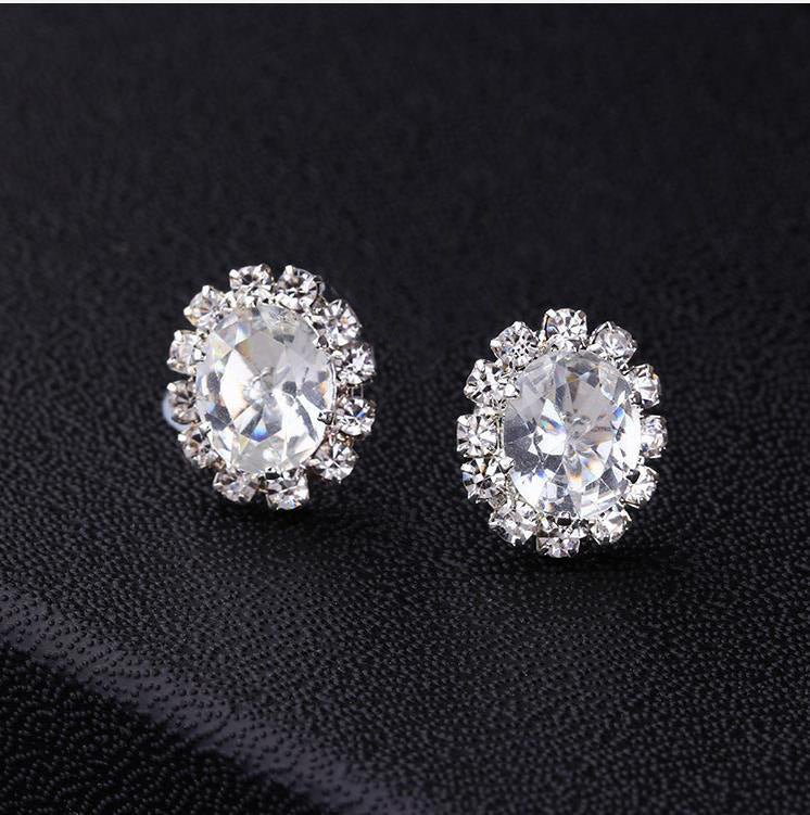 1 Pair Simple Style Flower Alloy Plating Rhinestones Women's Ear Studs