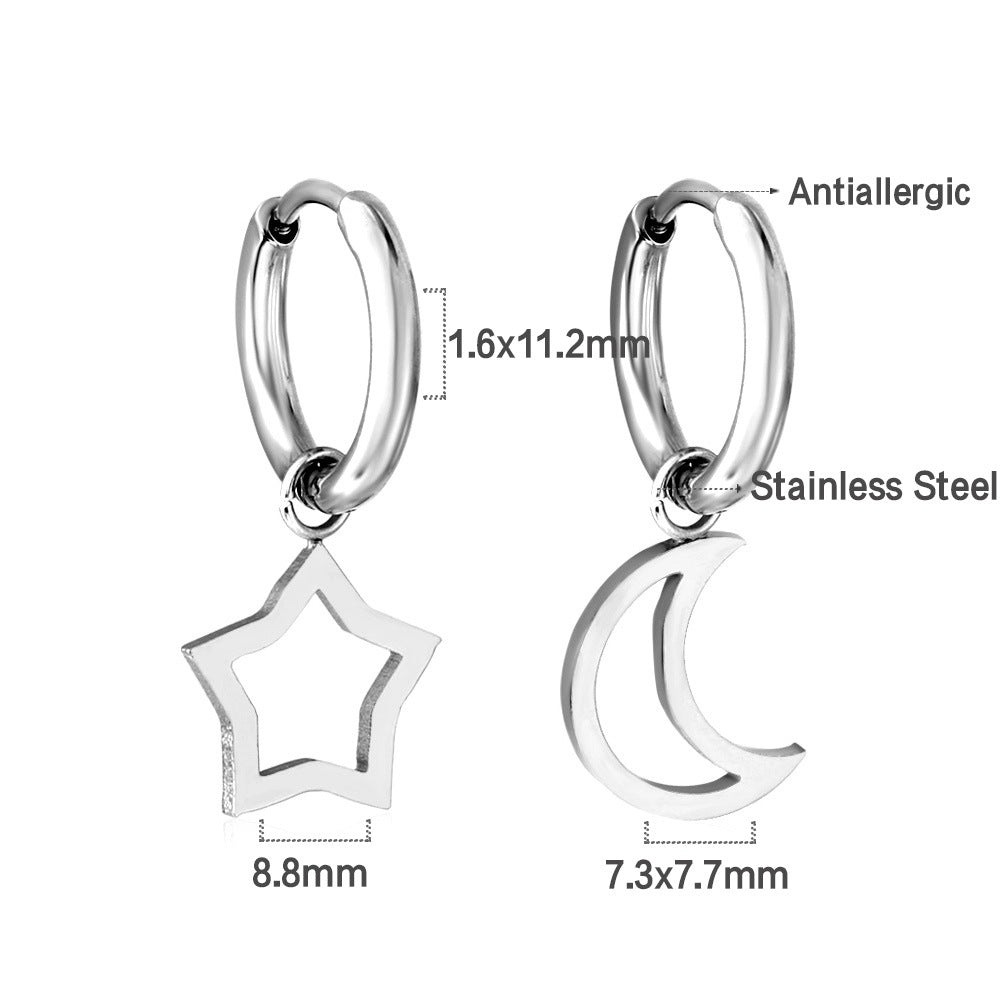 Fashion Star Stainless Steel Plating Earrings 1 Pair