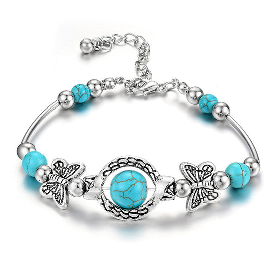 Fashion Butterfly Fish Alloy Beaded Plating Silver Plated Women's Bracelets