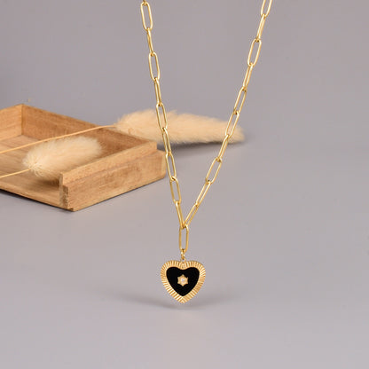 Casual Heart Shape Titanium Steel Plating 18k Gold Plated Pendant Necklace