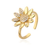 Fashion Star Moon Flower Copper Inlaid Zircon Open Ring 1 Piece