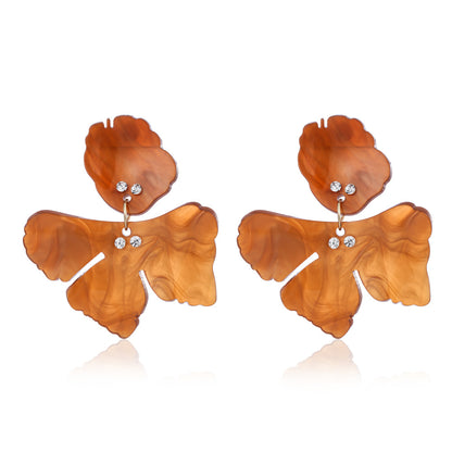 1 Pair Fashion Flower Resin Inlay Rhinestones Women's Drop Earrings