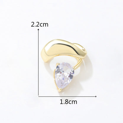 Fashion Water Droplets Copper Plating Inlay Zircon Ear Clips 1 Piece