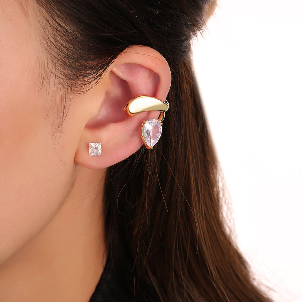 Fashion Water Droplets Copper Plating Inlay Zircon Ear Clips 1 Piece