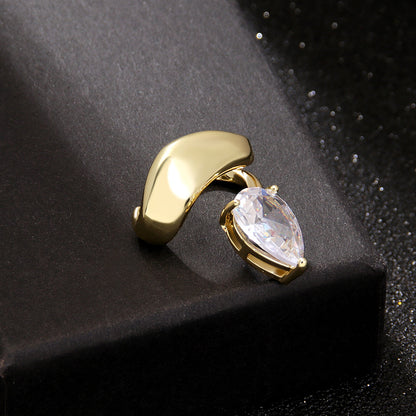 Fashion Water Droplets Copper Plating Inlay Zircon Ear Clips 1 Piece