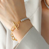 Wholesale Jewelry Retro Geometric 304 Stainless Steel 18K Gold Plated Inlaid Zircon Bracelets Necklace