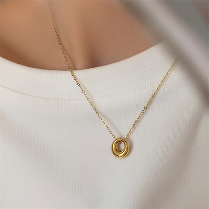 Fashion Round Titanium Steel Plating Pendant Necklace