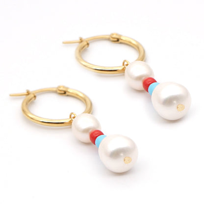 Simple Pearl Stainless Steel Circle Earrings Wholesale Gooddiy