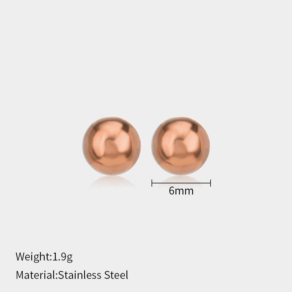 1 Pair Simple Style Ball Solid Color Plating Stainless Steel Ear Studs