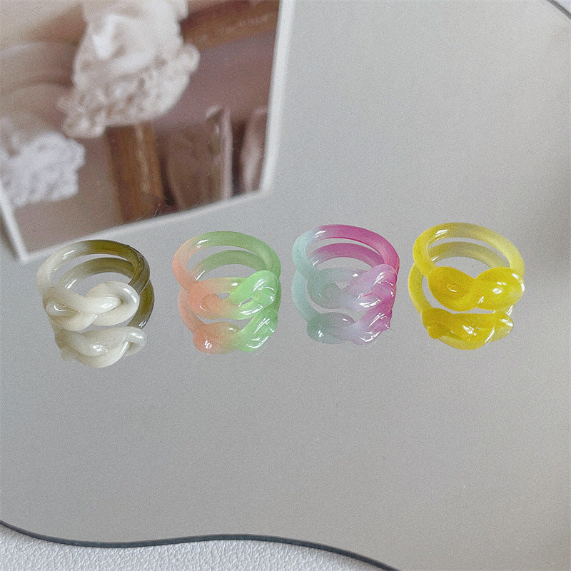 1 Set Simple Style Circle Knot Plastic Resin Polishing Women's Rings