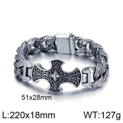 Hip-hop Cross Solid Color Titanium Steel Patchwork Plating Bracelets 1 Piece