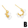 1 Pair Fashion C Shape Plating Inlay Copper Pearl Zircon 18k Gold Plated Ear Studs