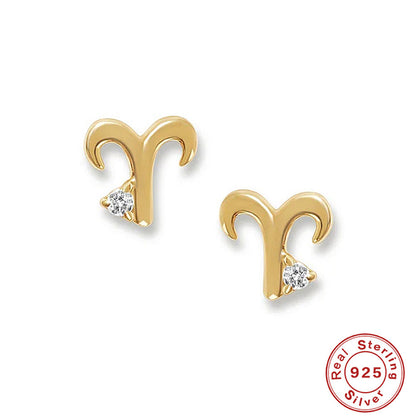 Simple Style Constellation Sterling Silver Inlay Zircon Ear Studs 1 Pair