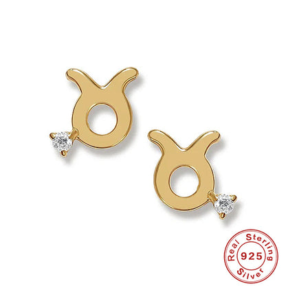 Simple Style Constellation Sterling Silver Inlay Zircon Ear Studs 1 Pair