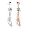 Fashion Heart Shape Copper Plating Zircon Belly Ring 1 Piece