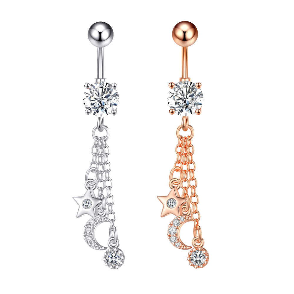 Fashion Heart Shape Copper Plating Zircon Belly Ring 1 Piece