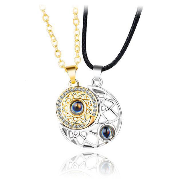 1 Set Sweet Geometric Sun Moon Alloy Metal Plating Unisex Pendant Necklace