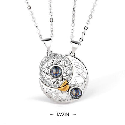 1 Set Sweet Geometric Sun Moon Alloy Metal Plating Unisex Pendant Necklace