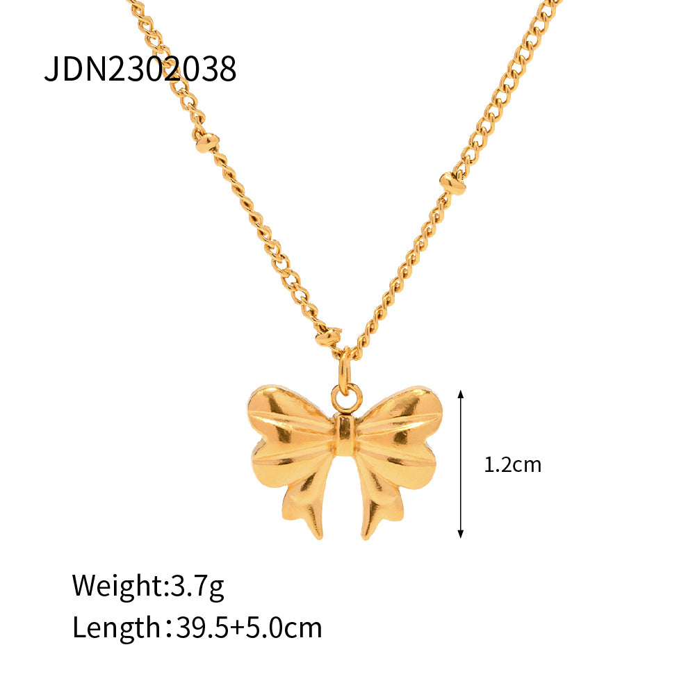 Stainless Steel 18K Gold Plated Simple Style Classic Style Butterfly Plating Pendant Necklace